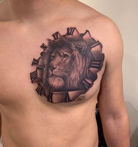 Tattoos - Ryan Cumberledge Lion Clock - 140452